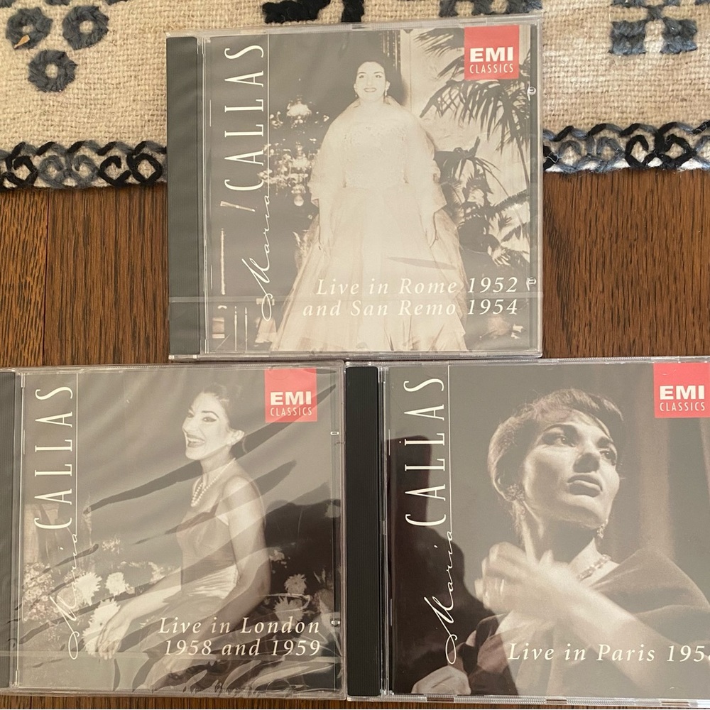 Maria Callas, 3 individual CD’s.  Live in Paris London, and  Rome.
